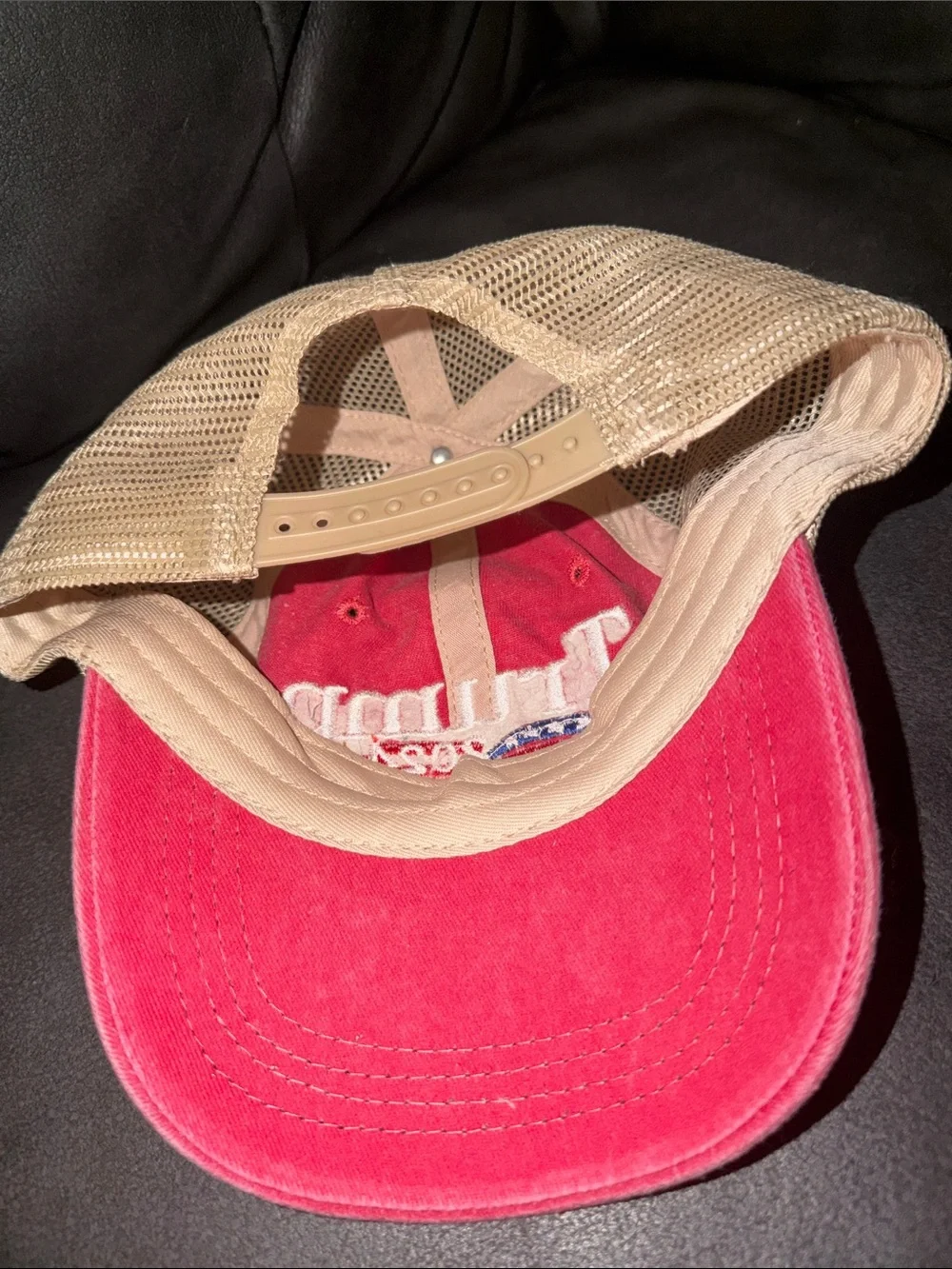 Donald trump pres 2024 Campaign Embroidered Trucker Hat - Red